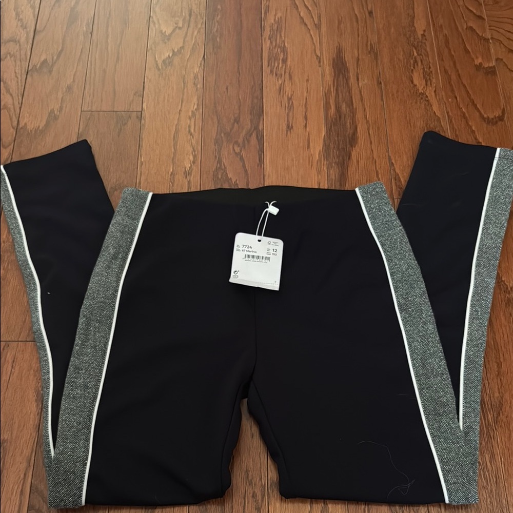 Black and Gray Leggings with White Trim